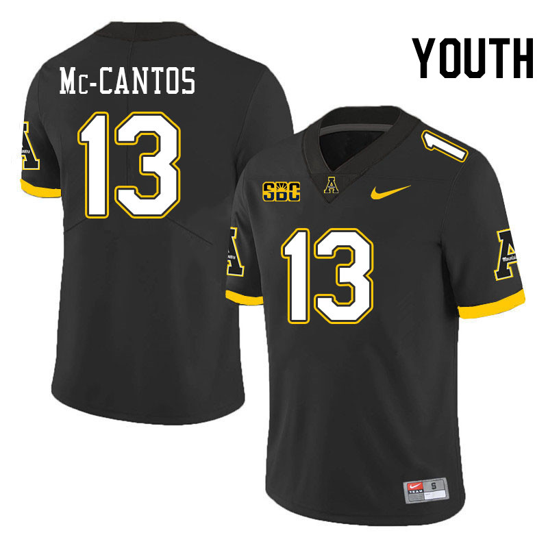 Youth #13 Elijah Mc-Cantos Appalachian State Mountaineers College Football Jerseys Stitched-Black